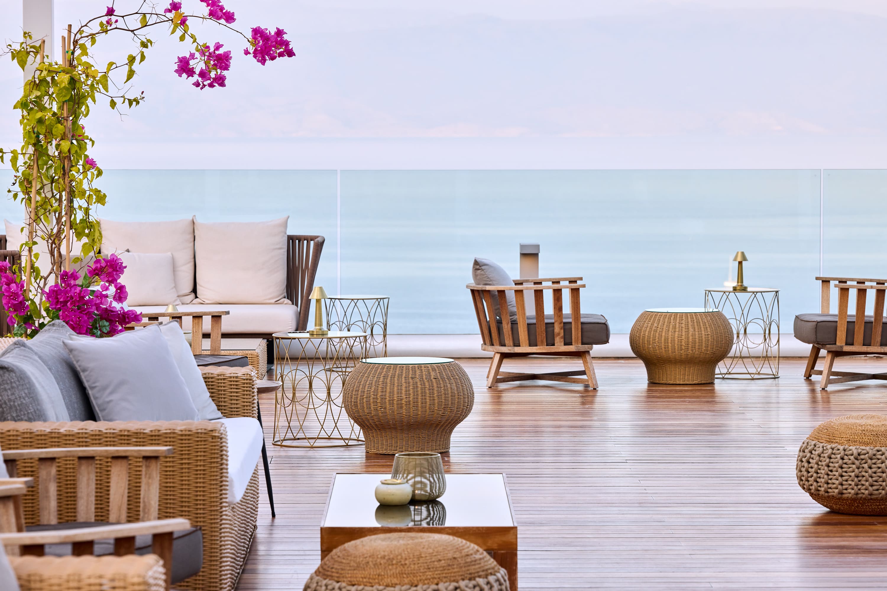 roof top bar in corfu with sea views and cozy atmosphere